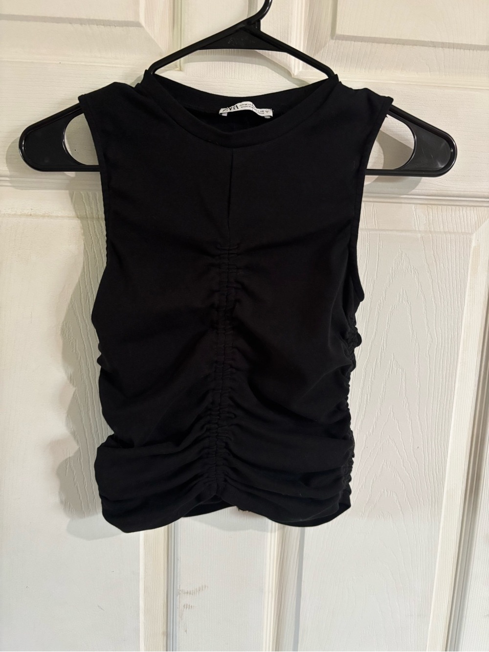 Zara Black Ruched Sleeveless Tank